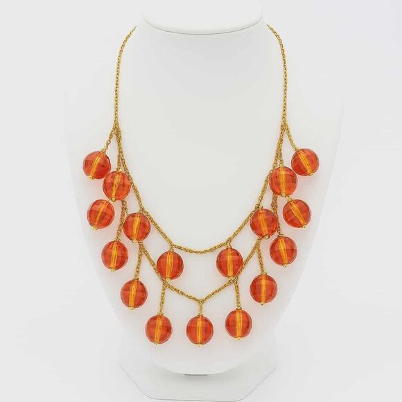 Kate Spade New York Layered Citrine Orange Vintage Bead Necklace - Picture 1 of 8